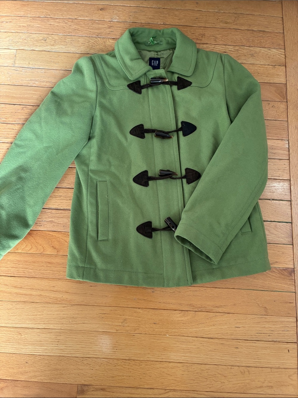 GAP Women's Light Green Toggle wool  Pea Coat